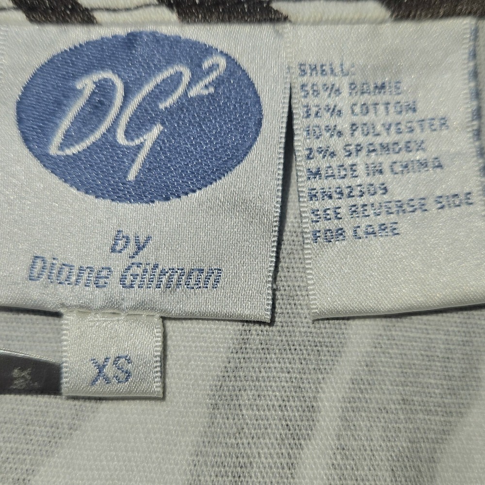 DG2 Diane Gilman Jacket XS Brown Ivory Trucker Stretch Animal Zebra Print Y2K - Picture 8 of 9